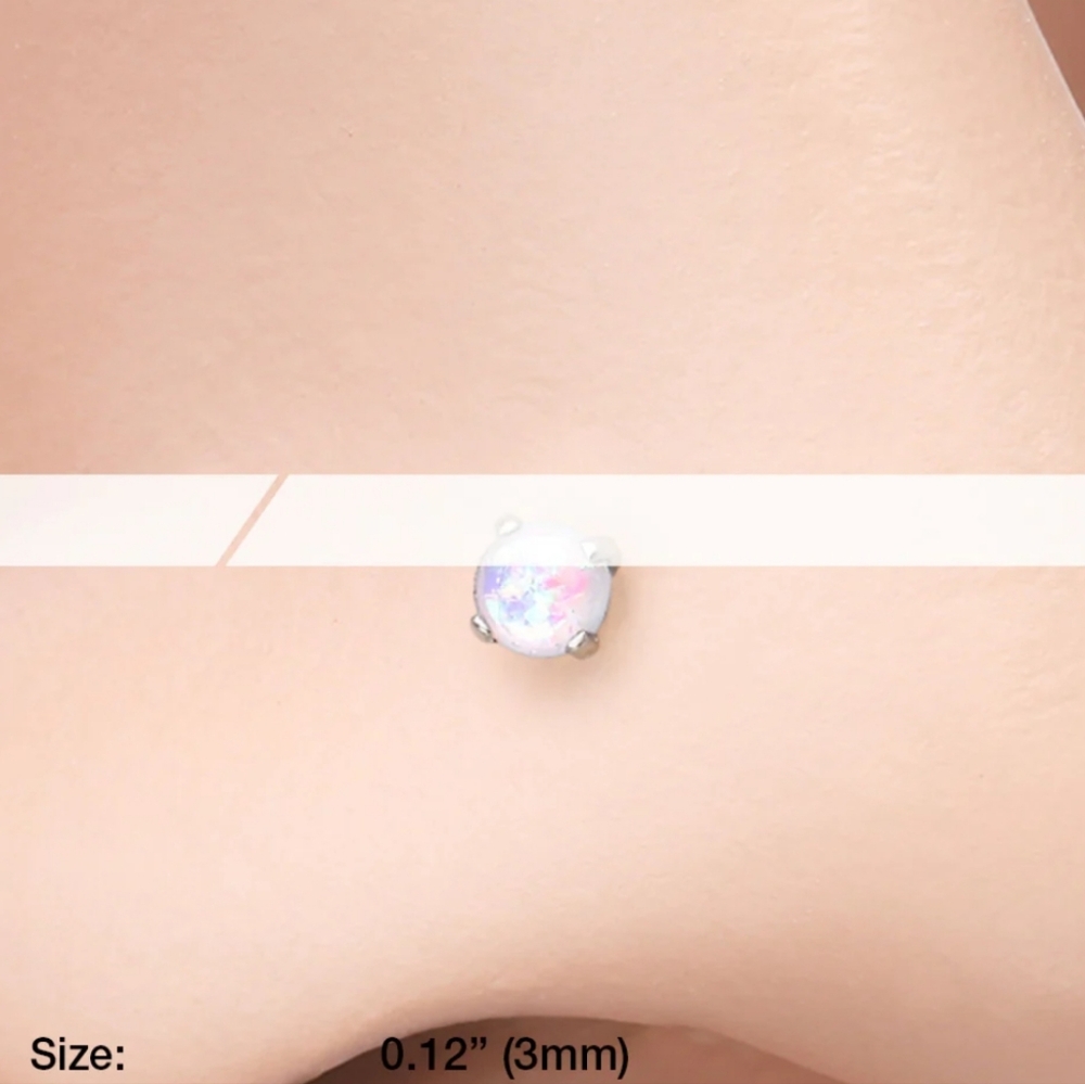 Steel Opal Nose Stud - Picture 2 of 5